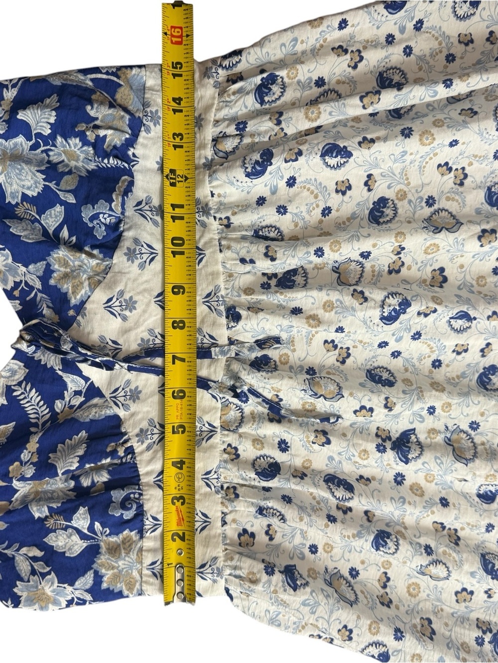 Perch Blu Pepper wildflower 1X Blue White Floral Tiered Midi Maxi Sundress Boho - Picture 10 of 14